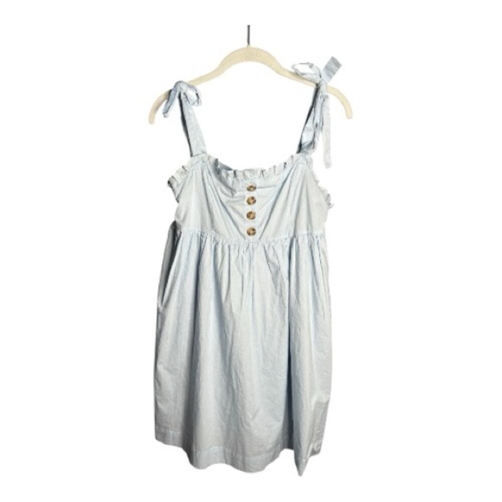 Urban Outfitters Blue Cotton Tie Strap Babydoll Dress Medium